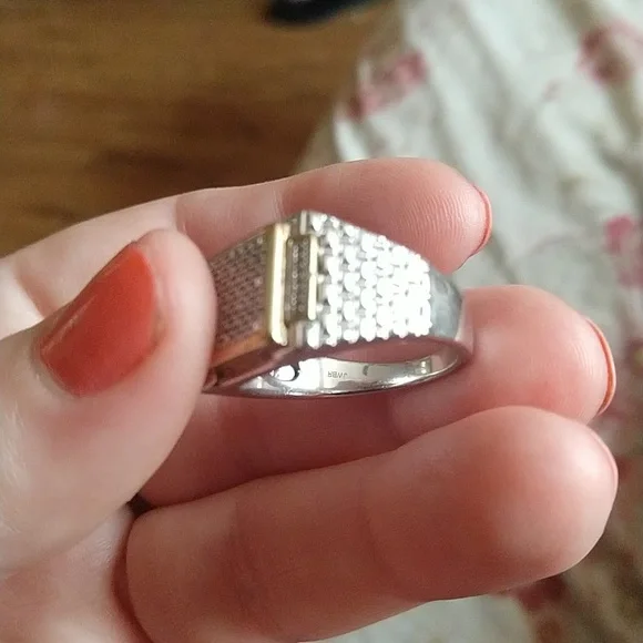 Jwbr 925 sterling silver diamond ring unisex